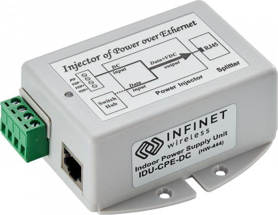 Indoor DC/DC injector for CPE units with integrated lightning protection IDU-CPE-DC